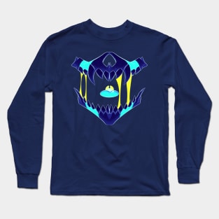 Demon Skull Mask 7 BIG NEON BLUE GLOW Long Sleeve T-Shirt